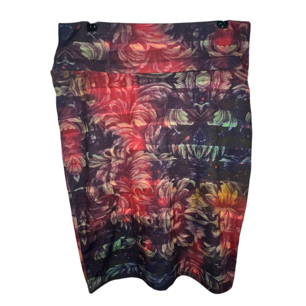 LuLaRoe Cassie Stretchy Pencil Skirt Moody Dark Floral Print